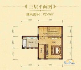 隆江新城1室1卫建面59.00㎡