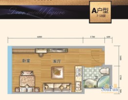 时代中心1室1厅1卫建面37.82㎡